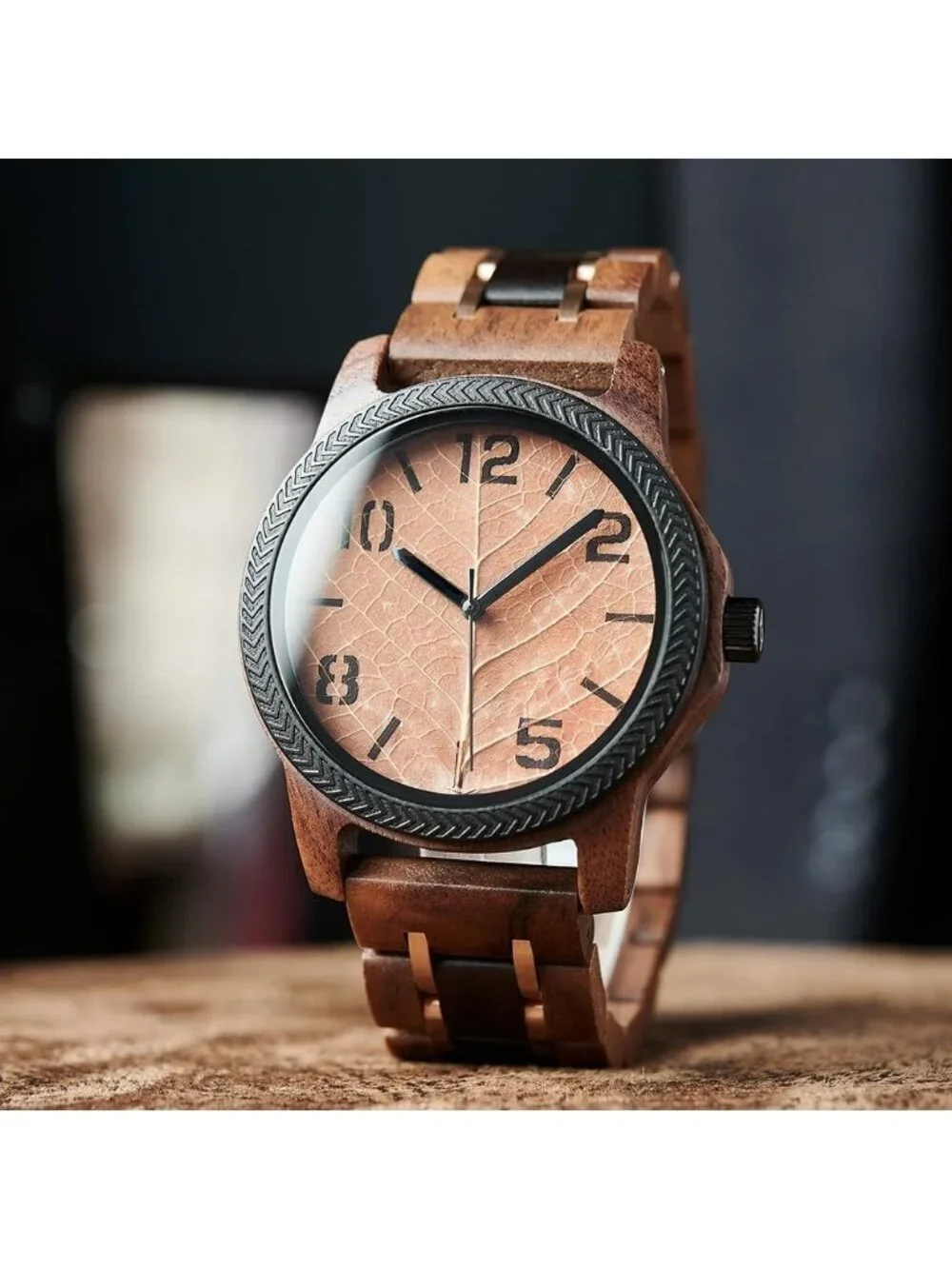 Men's Brown Natural Japanese Quartz Minimalist Style Unique Real Wooden Watch